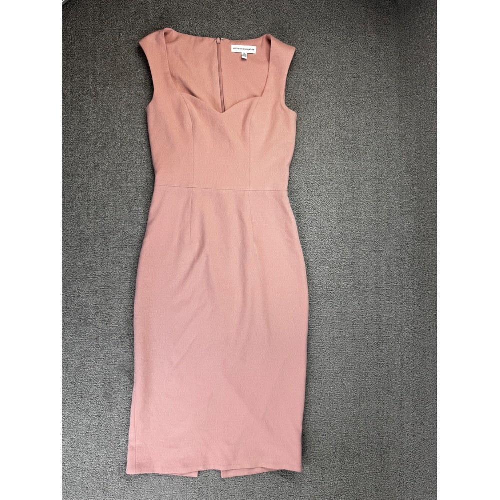 Dress The Population Elle Blush Pink Sheath Dress XS Sweetheart Sleeveless Midi